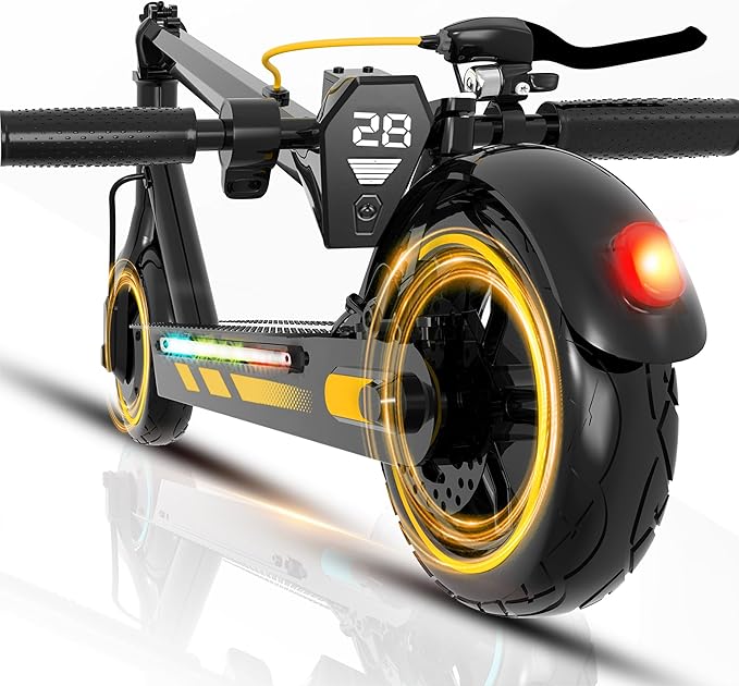 Electric Scooter Adults, 500/600W Motor, 28 MPH Top Speed,10" Vacuum Big Tires, Foldable E-Scooter with App Control & Disc Braking System for Smart APP Contro