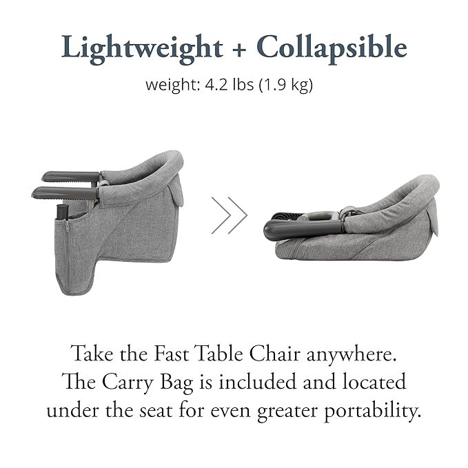 Inglesina Fast Table Chair - Cream + Fast Dining Tray - Portable Baby High Chair - for Babies & Toddlers up to 37 lbs - Fits Tables 0.8'' to 3.5'' Thick - Compact & Easy to Use - Travel Bag Included