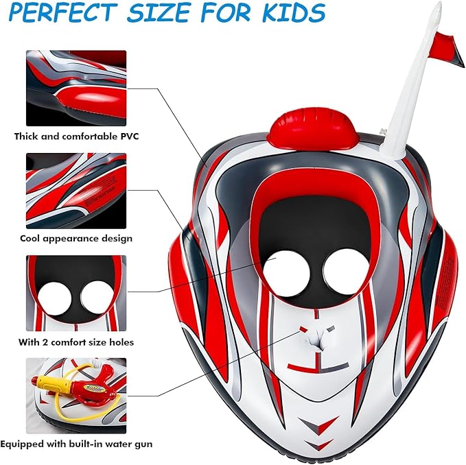 Pool Floats Toys for Kids - Toddler Pool Floats with Water Gun, Inflatable Ride-on for Boys Girls Age 3-8, Outdoor Games, Water Toys, Summer Swimming Fun