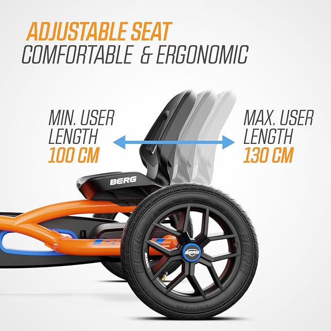 Berg Toys Buddy B-Orange Pedal Go Kart for Kids and Adults – Adjustable Ride On Toy for Ages 4-8 – Go Karts with BFR System, Adults Outdoor Pedal Car for Kids