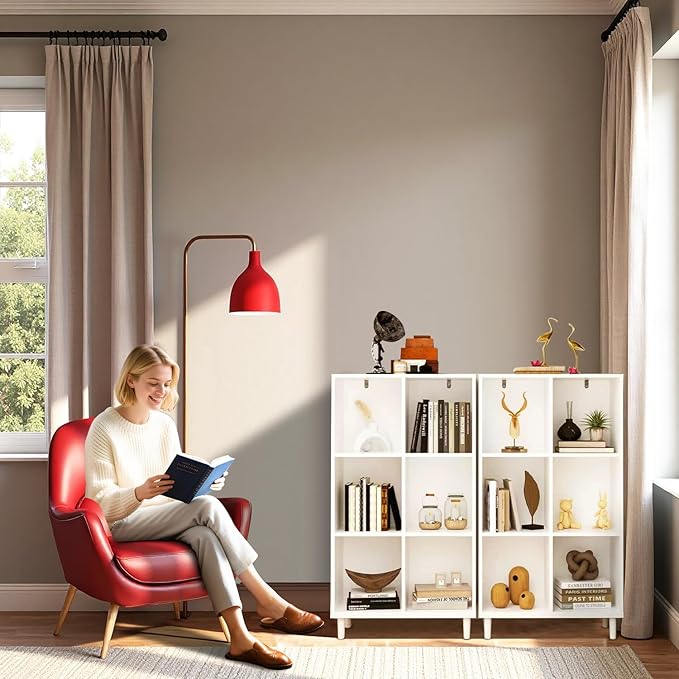 6 Cube Storage Organizer | White Bookshelf|Tall Bookshelf | -Cubic Storage Cabinet（Storing Books,Toys & More(Easy to Install）