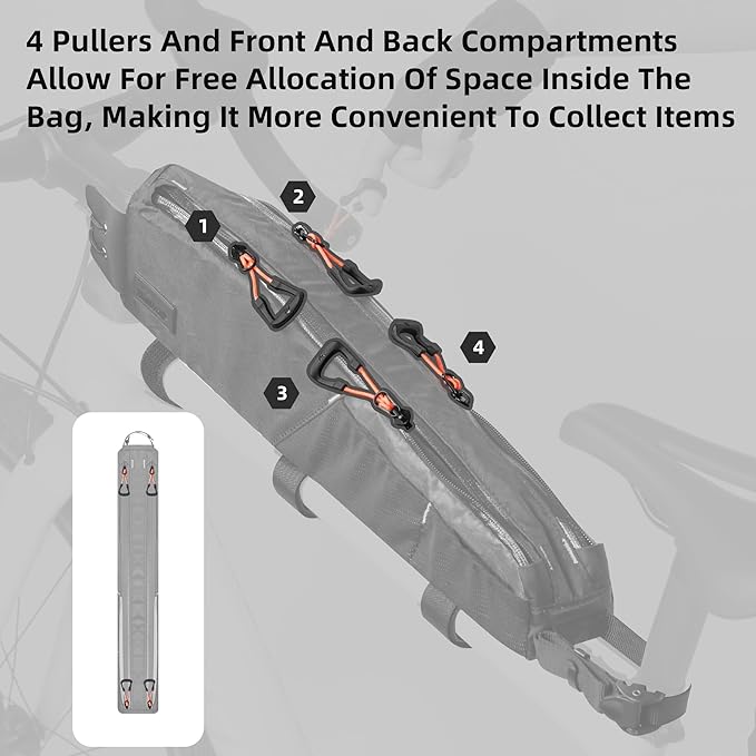 Rhinowalk Bike Top Tube Bag Bicycle Front Frame Bag Waterproof Bike Bag 2.1L with Dual Side Mesh Pockets for MTB Road Bike Cycling Commuting and Outdoor Adventures