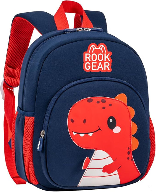 Lightweight and breathable children's dinosaur schoolbag, made of SBR diving fabric, suitable for kindergarten backpacks (red, Small)