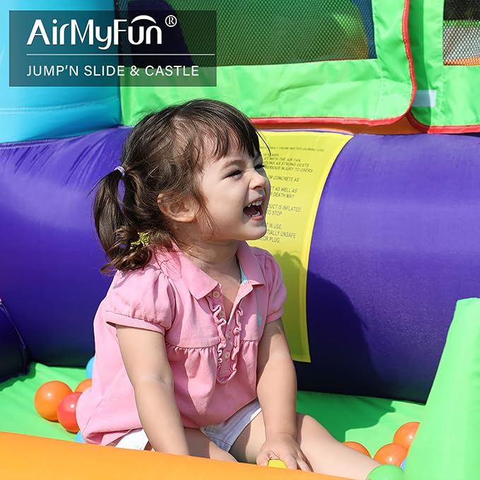 AirMyFun Bounce House for Kids and Toddler, Inflatable Bouncy Castle with Blower Outdoor Indoor Backyard Jumping House with Slide (82003)