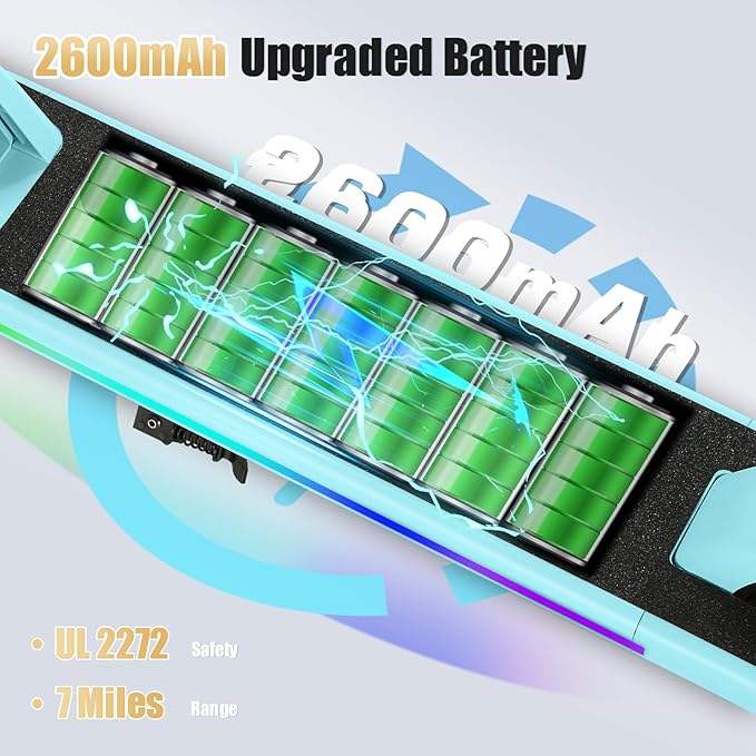 Caroma Electric Scooter for Kids Ages 6-14, 250W/180W/150W Motor & 15 Mph, 85 Mins Ride Time, Adjustable Height & Speed, LED Display, Kids Electric Scooter, Best Gifts for Boys & Girls