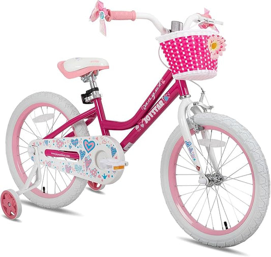 JOYSTAR Angel Girls Bike for Toddlers and Kids Ages 2-13 Years Old, 12 14 16 18 20 Inch Kids Bike with Training Wheels & Basket, 20 24 Inch Girls Bicycle with Handbrake & Kickstand
