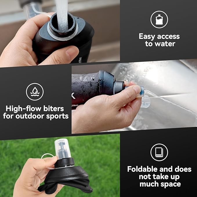 AXEN Soft Flask TPU Foldable Running Hydration Flask, Soft Collapsible Water Bottle for Hydration Pack Cycling Marathon Running Hiking
