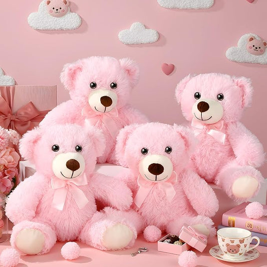 Civaner 4 Pack 14 Inches Bear Plush Stuffed Animals Operation Christmas Cute Soft Bears Gifts Bulk for Girls Boys Girlfriend(Pink)