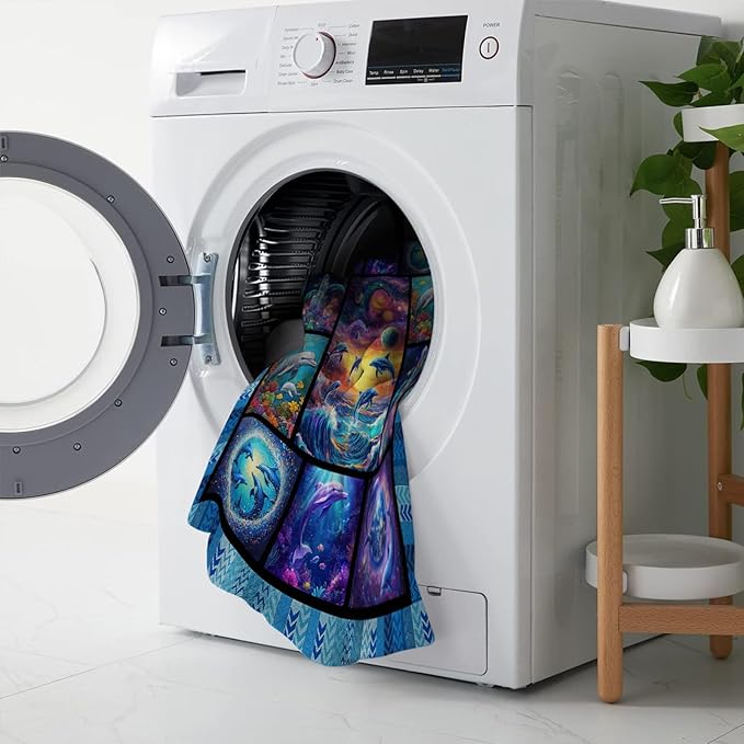 Dolphin Blanket, Ocean Dolphin Throw Blanket, Blue Sea Gifts Blankets Stuff Fleece Flannel Plush for Women Men Boys Girls Lovers Adults Soft Bedding Gift for Sofa Bed Office Home Decor 80"x60"