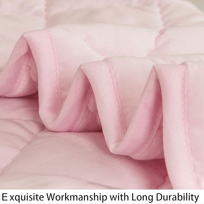 NTBAY Down Alternative Oversized Toddler Comforter, Super Soft and Warm Solid Color Baby Crib Quilted Blanket, 43x60 inches, Pink