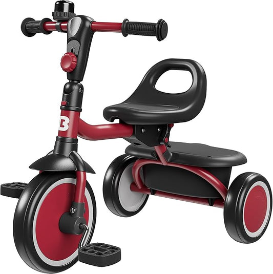 besrey Toddler Tricycle with Bell, Kids Tricycle Age 18 Months to 5 Years, Kids Trike, Toddler Bike for 1.5-5 Year Olds, Baby Trike, Gifts & Toys for Boys & Girls, Red