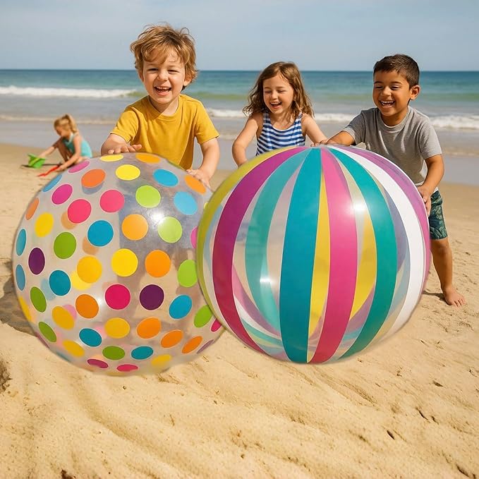 GiftExpress 40" Polka Dot Beach Ball - Giant Transparent Inflatable Ball for Swimming Pool Party - Summer Outdoor Water Toy & Decoration