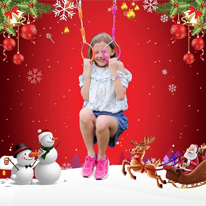 Rainbow Craft 7-Pack Colorful Ninja Rings - Gymnastic Ring, Swing Bar Ring, Monkey Rings for Backyard Ninja Warrior Obstacle Slackline Kits