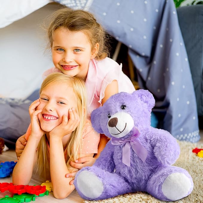 Civaner 4 Pack 14 Inches Bear Plush Stuffed Animals Operation Christmas Cute Soft Bears Gifts Bulk for Girls Boys Girlfriend(Pink, Blue, White, Purple)