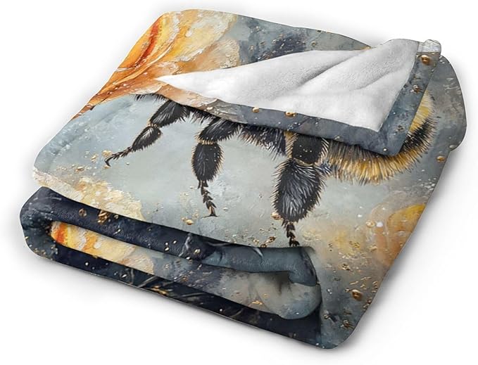 Bee Blanket Gifts for Girls Boys Flower Throw Cozy Plush Fleece Flannel Lightweight Fuzzy Party Blankets for Women Men 60"X50"