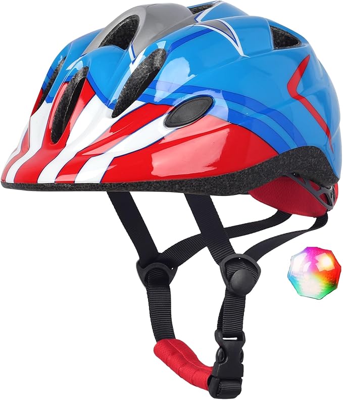 Kids Toddler Bike Helmet, Adjustable Boys Girl Helmets from Baby to Children(Age 1-8), Multi Sports for Bicycle Skate Scooter with LED Light