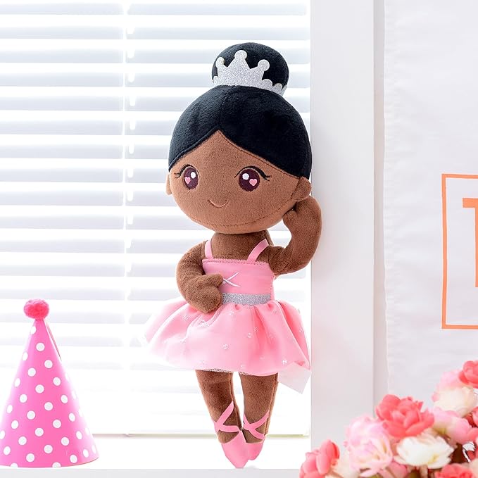 Gloveleya Ballet Dolls Baby Girl Gifts Plush African American Ballerina Doll Bronze
