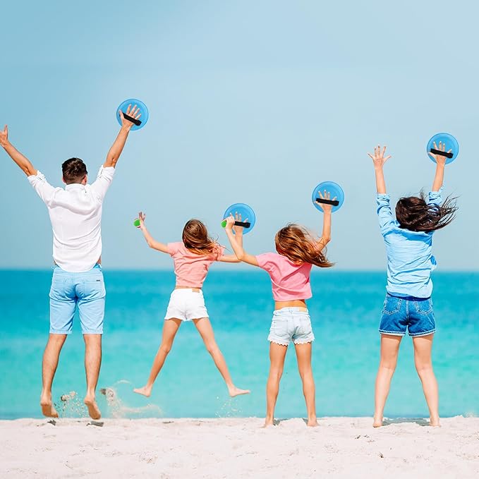 Ayeboovi Toss and Catch Ball Set with 8 Paddles 4 Balls Outdoor Beach Pool Toys for 3 4 5 6 7 8 Year Old Boys Girls Birthday Gift Stocking Stuffers Outside Camping Lawn Yard Games for Kids and Family