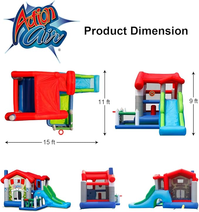 Action Air Bounce House, Bouncy Inflatable House with Blower, Jumping House for Kids with Foldable Sunroof, Love for Kids (No Balls)