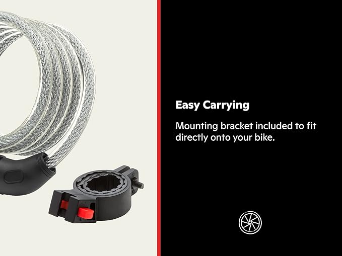 Schwinn Combination Bike Lock in Braided Steel Cable, 6 feet x 12 mm Anti Theft Bicycle Lock, Black, Security Level 3