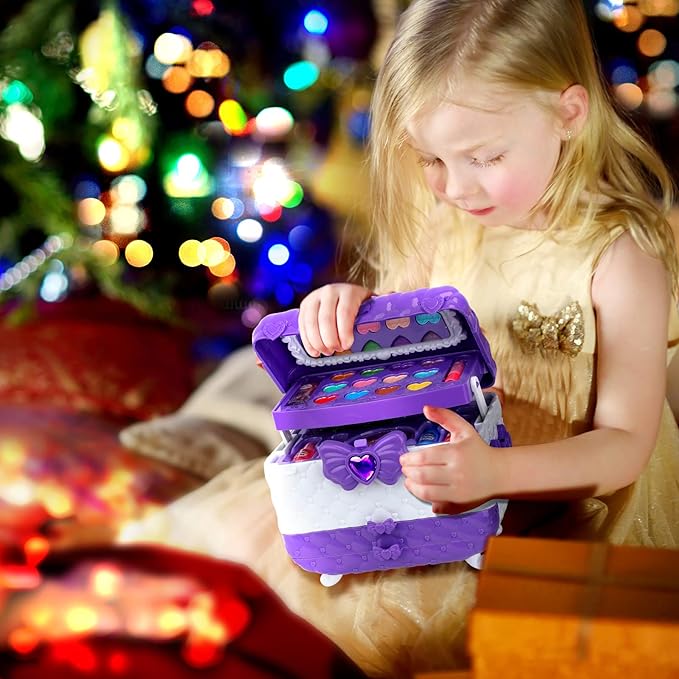 Kids Makeup Kit for Girl Gifts, 54PCS Teensymic Toys Washable Little Girls Princess Make Up Toys for 4 5 6 7 8 9 Year Old Girl Birthday Gift (Purple)