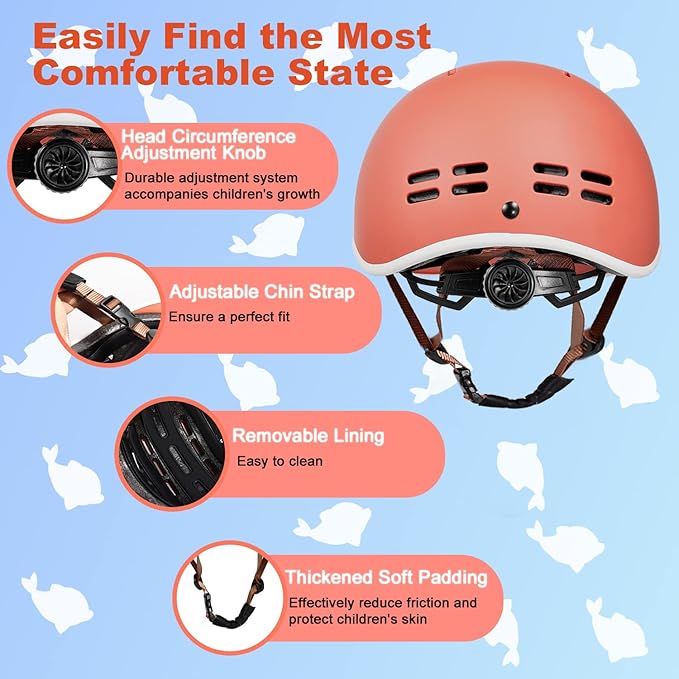 Kids Helmet, SIFVO Kids Bike Helmet Skateboard Helmet Scooter Helmet All-Round Protection Boys Girls Bike Helmet Kids to Youth Extended Visor Adjustable & Durable 51-55cm