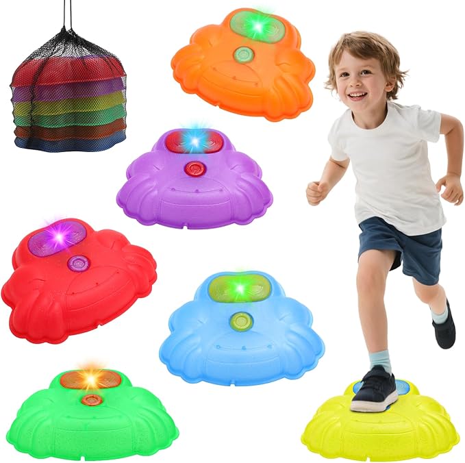 deAO Stepping Stones for Kids Balance Stepping Stones Non-Slip Toddler Outdoor Toys, Coordination Skills Game Toys Obstacle Courses Sensory Toys Indoor, Birthday Gifts For Girls Boys 3+