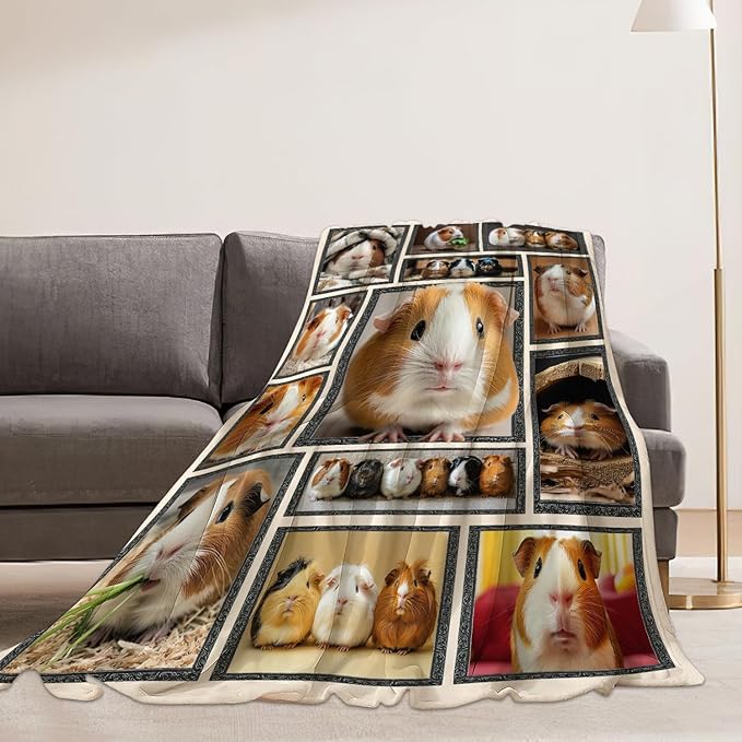 Guinea Pig Blanket Cute Animal Throw Blankets Gifts for Girls Boys Kids Guinea Pig Lover Soft Cozy Fleece Plush for Couch Sofa Bed 60"x50"