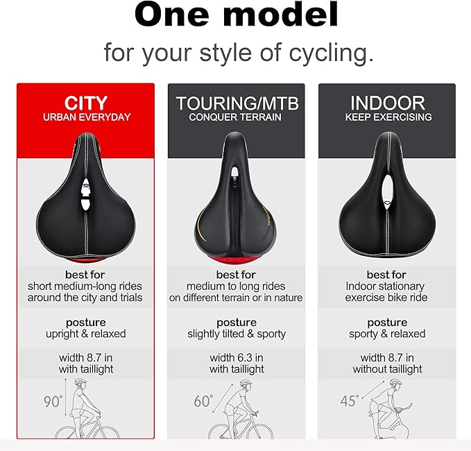 DAWAY Comfortable Men Women Bike Seat - Soft Memory Foam Padded Bicycle Seat, Bike Saddle Replacement with Wide Cushion for Peloton, Mountain & Exercise Bikes, Shock Absorbing, Waterproof, Universal