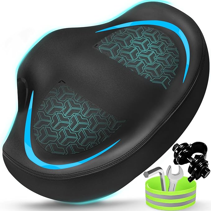 Noseless Bike Seat Cushion for Men & Women - Extra Padding & Comfort Wide Bicycle Seat, Oversized Comfortable Saddle for Peloton Bikes, Exercise Bikes, Electric Bikes, Cruiser Bikes