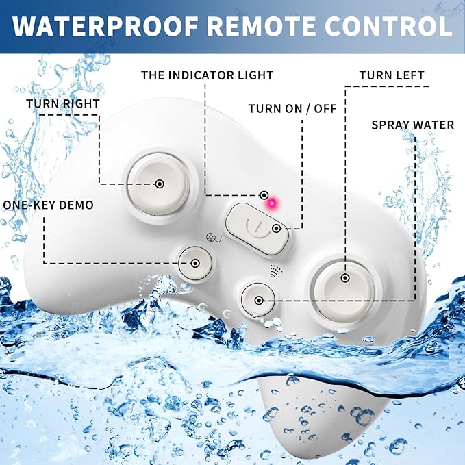 2.4GHz Remote Control Shark Toy for Pool, 1:18 Scale High Simulation RC Shark with Light & Spray Water, Electric Remote Controlled Swimming Water Pool Toys for 4 5 6 7 Year olds Kid Boys Girls