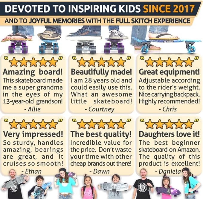 SKITCH Skateboard Helmet for Kids and Teens with Premium Grade Memory Foam Padding | Triple Certified Adjustable Protective Sport Head Gear for Scooter Roller Skate Inline Skating and Rollerblading