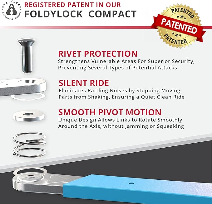 Seatylock FoldyLock Compact Folding Bike Lock - Award Winning Patented Lightweight High Security Bicycle Lock - Heavy Duty Anti Theft Smart Secure Guard with Keys & Case for Bikes or Scooters
