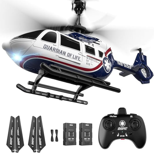 DEERC RC Helicopter,Rescue Remote Control Helicopter for Kids & Adults,Toys Helicopter with Altitude Hold, One Key take Off/Landing, LED Light, Low Battery Reminder, Gift for Boys Ages 8-12