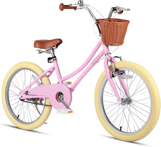 Girls Bike for Age 2-12 Years Old Kids Toddlers 12 14 16 18 20 Inches Retro Bicycles with Training Wheels Basket Bell Ring, Multiple Colors