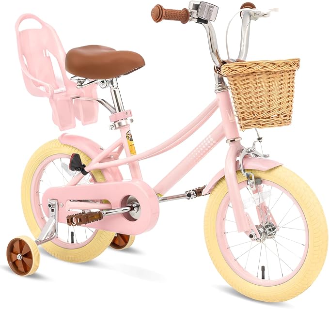 XJD Girls Bike for Toddlers and Kids Ages 2-12 Years Old,12 14 16 Inch Kids Bike with Training Wheels & Basket
