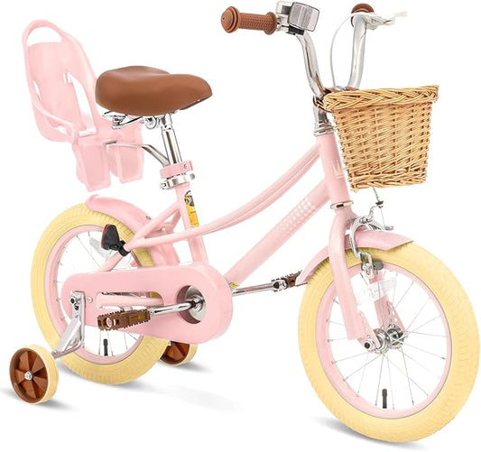 XJD Girls Bike for Toddlers and Kids Ages 2-12 Years Old,12 14 16 Inch Kids Bike with Training Wheels & Basket