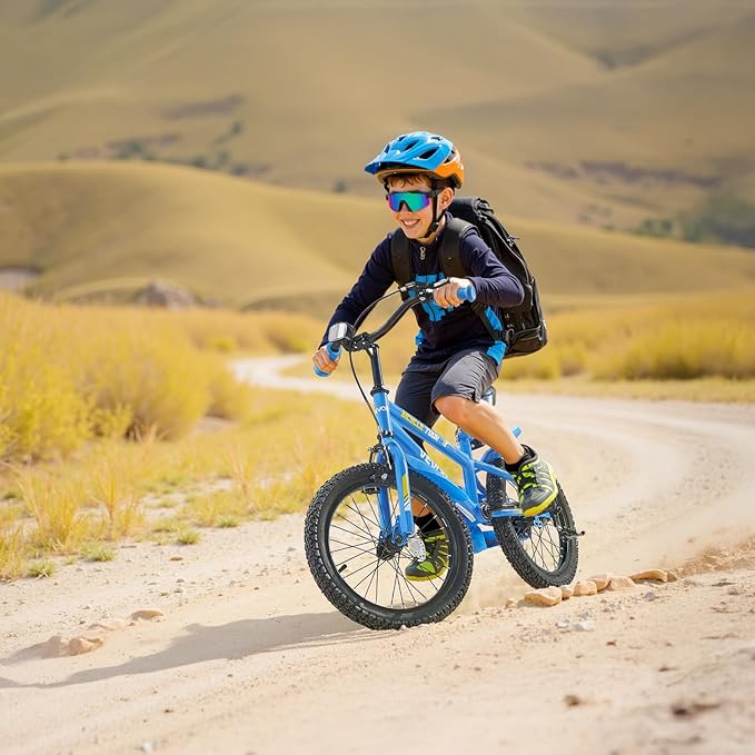 VEVOR Kids Bike, 14/16/18 Inches BMX Style Children Bicycle, Training Wheels Included, Sturdy and Easy to Assemble, Toddler Bike for Boys & Girls Learning to Ride, Blue