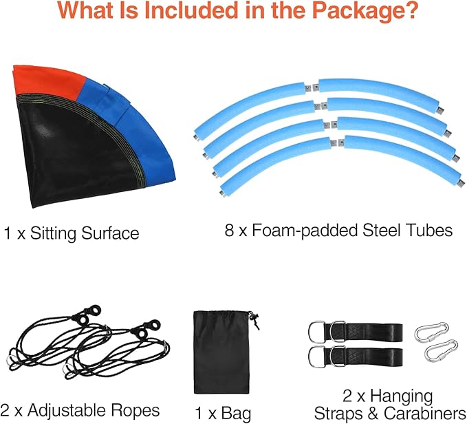 RedSwing 43" Flying Saucer Swing for Kids Outdoor, Large Round Tire Swings for Trees and Swingset, Strong Heavy Duty for Outside Playground, Rainbow