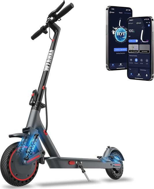 Electric Scooter, 500W Powerful Motor Scooter, 10" Solid Tires, 22-25 Miles Long Range, 22Mph Max Speed, Foldable E-Scooter Adults with Dual Shock Suspensions and APP Control