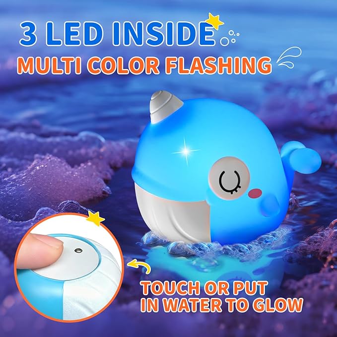 6 Packs Light Up Bath Toys for Kids Ages 1-3, Sea Animals Bathtub Toys for Baby 12-18 Months Toddlers 2-4, Water Pool Toys for 1 2 Year Old Boy Girl Gifts
