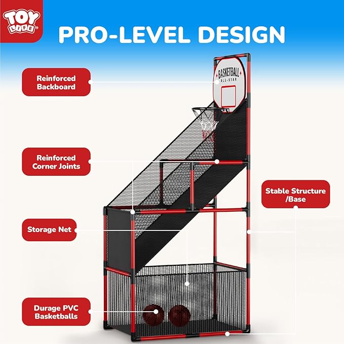 TOY Life Basketball Arcade Game Indoor for Kids - Electronic Basketball Shooting Game for Boys Age 4 5 6 7 8, Portable Basketball Hoop Arcade Set with Score Counter for Boys 8-12