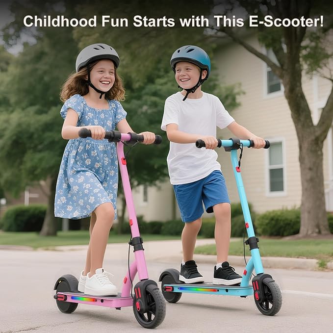 Caroma Electric Scooter for Kids Ages 6-14, 150W/180W Motor,10 MPH Max Speed & 7 Miles,Adjustable Height & Speed,Colorful Lights,LED Display,Foldable Kids Electric Scooter 132 Lbs Max Load