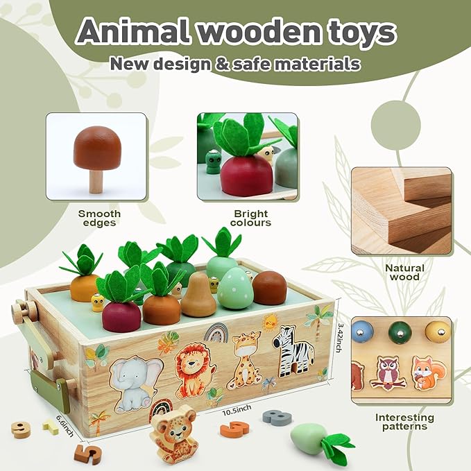 Montessori Wooden Toys for 1+ Year Old, 9 in 1 Montessori Toddler Toy with Preschool Educational Toys for 2+ Year Old, Birthday for Boys Girls