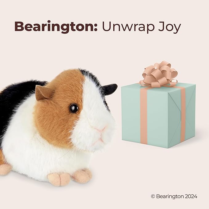 Bearington Scooter Plush Guinea Pig Stuffed Animal Toy - 8" Realistic Guinea Pigs Stuffed Animals with Soft Cuddly Body and Bean Bag Weight - Cute, Adorable Cavy Plushies Gift for Kids and Pet Lovers