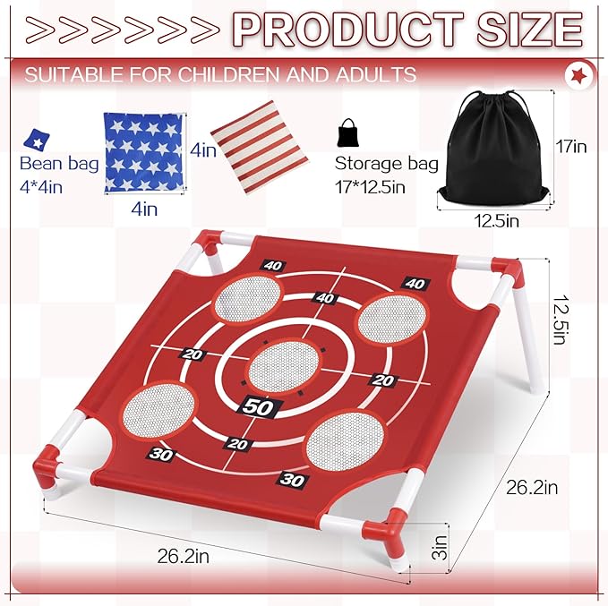 Outdoor Games Bean Bag Toss Games for Kids and Adults, Yard Lawn Games with Carry Bag, Great for Backyard, Camping, Beach