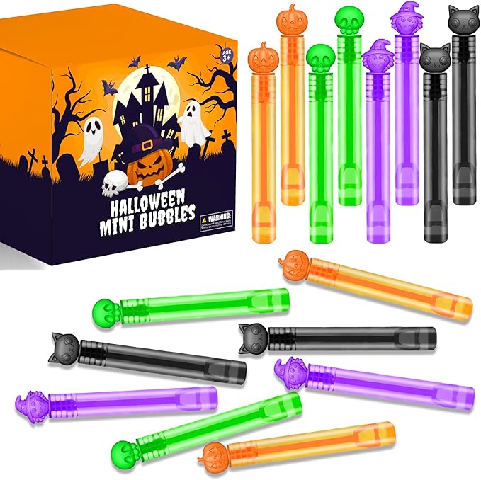 Halloween Bulk Mini Bubbles Party Favors for Kids 100 Pcs, Small Boo Basket Treats Toys Goodie Bag Stuffers for Toddlers, Halloween Classroom Prizes Non Candy Gifts Handouts Giveaways for Boy Girls