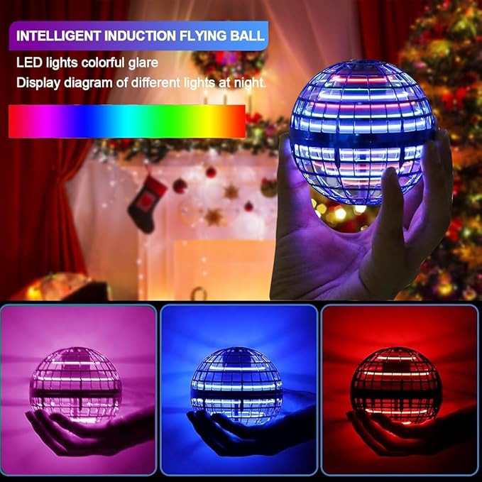 Flying Orb Ball Toy - 2025 Upgraded Magic Flying Orb Toy with LED Light 360°Rotating, Boomerang Flying Toys Indoor Outdoor Fun Games, for 6 7 8 9 10 12+ Year Old Kids Boys Girls Adults