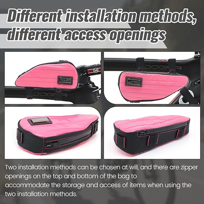 RideRow Bike Top Tube Bag Bicycle Front Frame Bag Waterproof Bike Pouch Pack,Phone Bag Cycling Accessories Pouch for Mountain Road Bike Pink