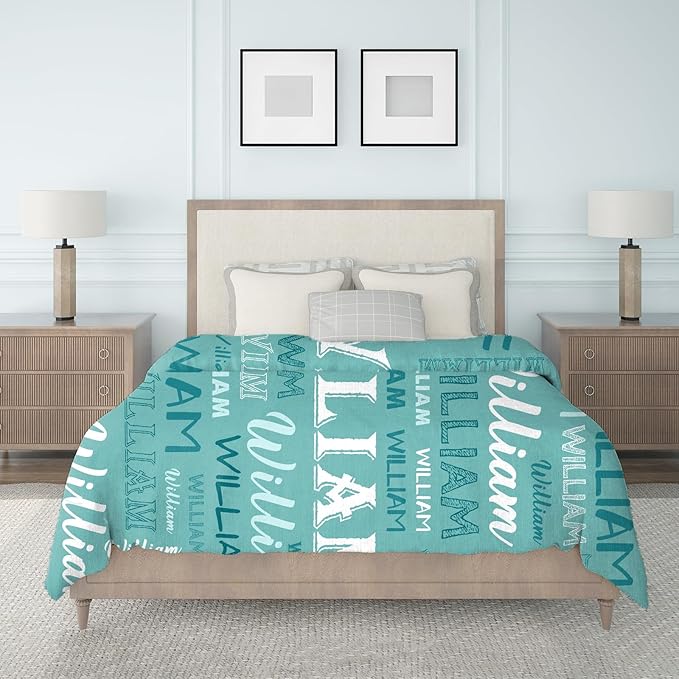 Ship Next Day, Personalized Baby Blanket with Name - Printed in USA, Custom Name Blanket for Boys Girls Kids, Customized Flannel Blankets Gifts for Teen Shower Toddlers Christmas Brithday